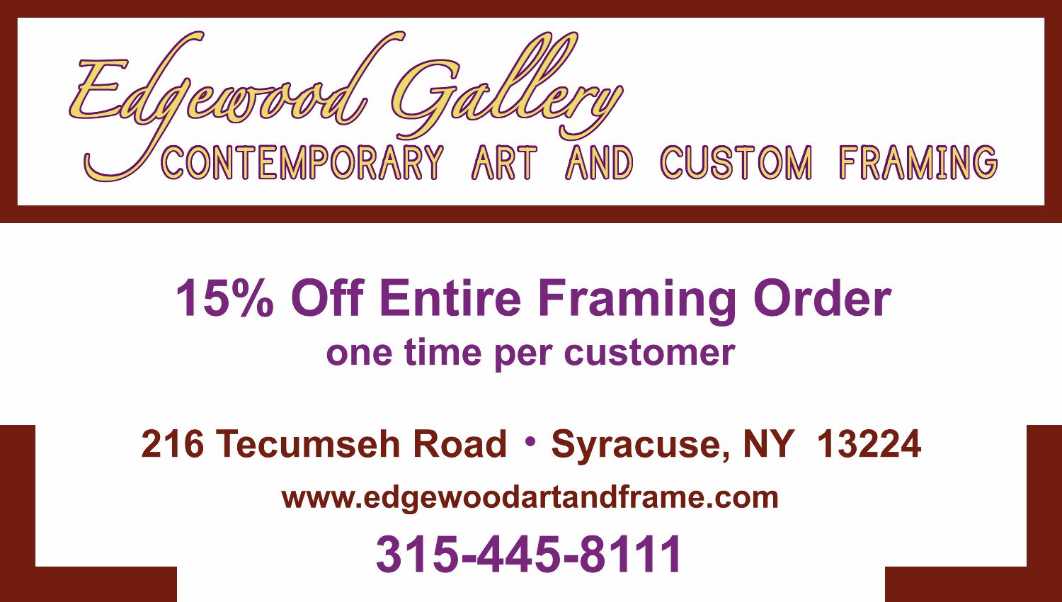 15% off your entire framing order
